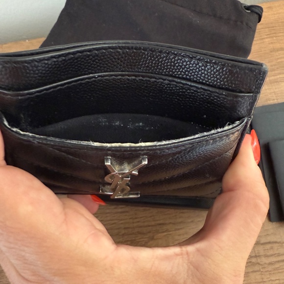 YSL card holder with silver hardware - Picture 6 of 8